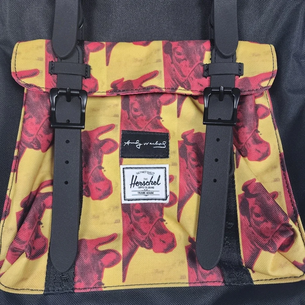 Herschel Andy Warhol Little America Backpack Black Floral Print Laptop Bag
